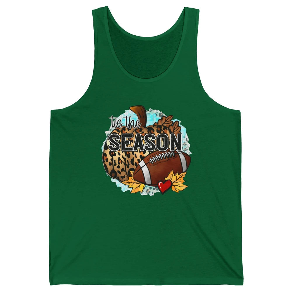 Leopard Football Pumpkin Tis The Season Fall Leaves Autumn Unisex Jersey Tank
