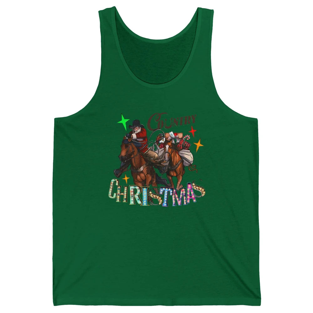 Santa Claus Country Christmas Y'all Western Country Cowboy Unisex Jersey Tank