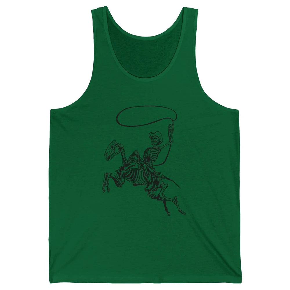 Retro Cowboy Skeleton Lassoing Western Country Horse Lovers Unisex Jersey Tank