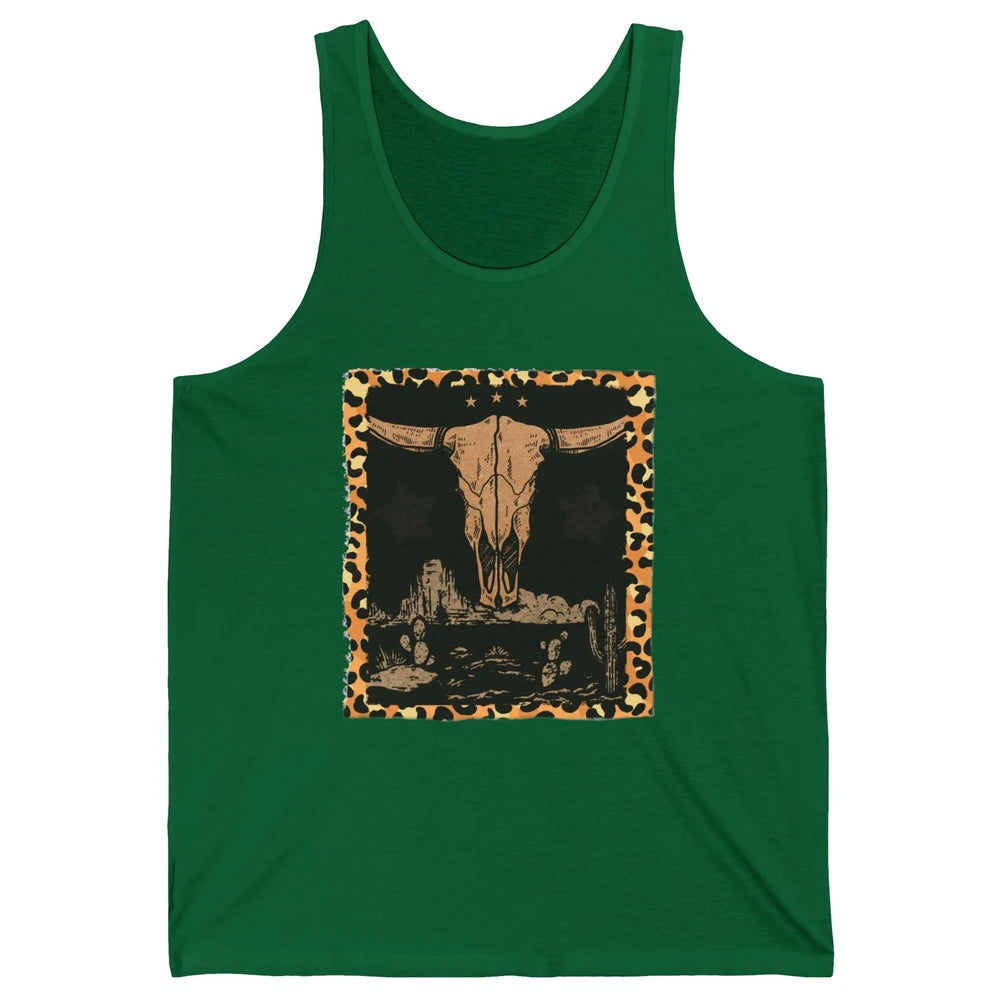 Retro Desert Cactus Cow Horn Skull Western Country Cowboy Unisex Jersey Tank