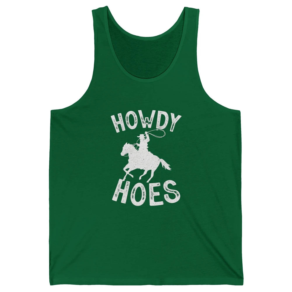 Retro Howdy Hoes Funny Cowboy Riding Horse Vintage Western Unisex Jersey Tank