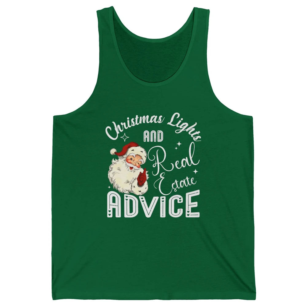Merry Christmas Xmas Lights Santa Realtor Real Estate Advice Unisex Jersey Tank