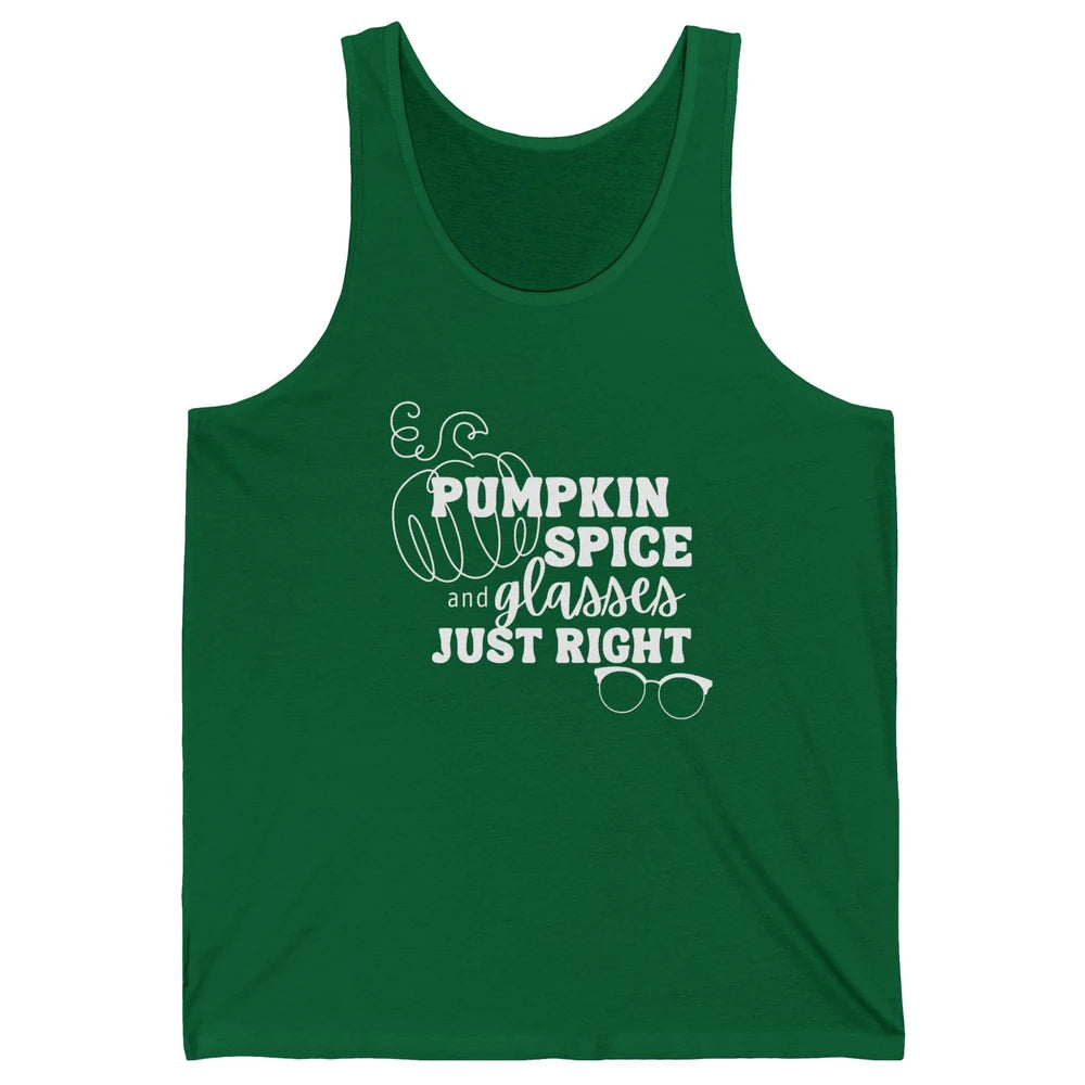 Optometrist Pumpkin Spice Glasses Just Right Optician Fall Unisex Jersey Tank