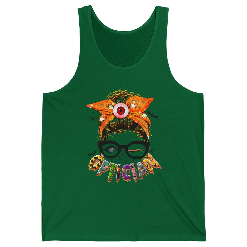 Optician Halloween Women Messy Bun Optometrist Ophthalmic Unisex Jersey Tank