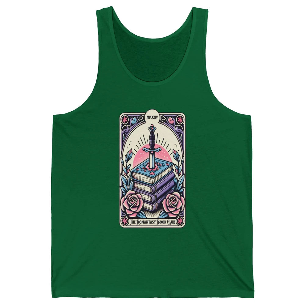 Romantasy Book Club Pastel Tarot Card Sword Floral Reading Books Bookish Bookworm Unisex Jersey Tank