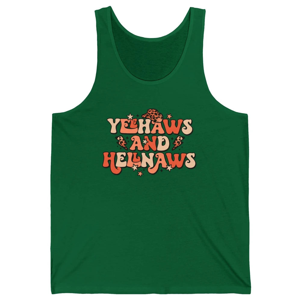 Retro Cowboy Leopard Yeehaws And Hell Naws Western Country Unisex Jersey Tank
