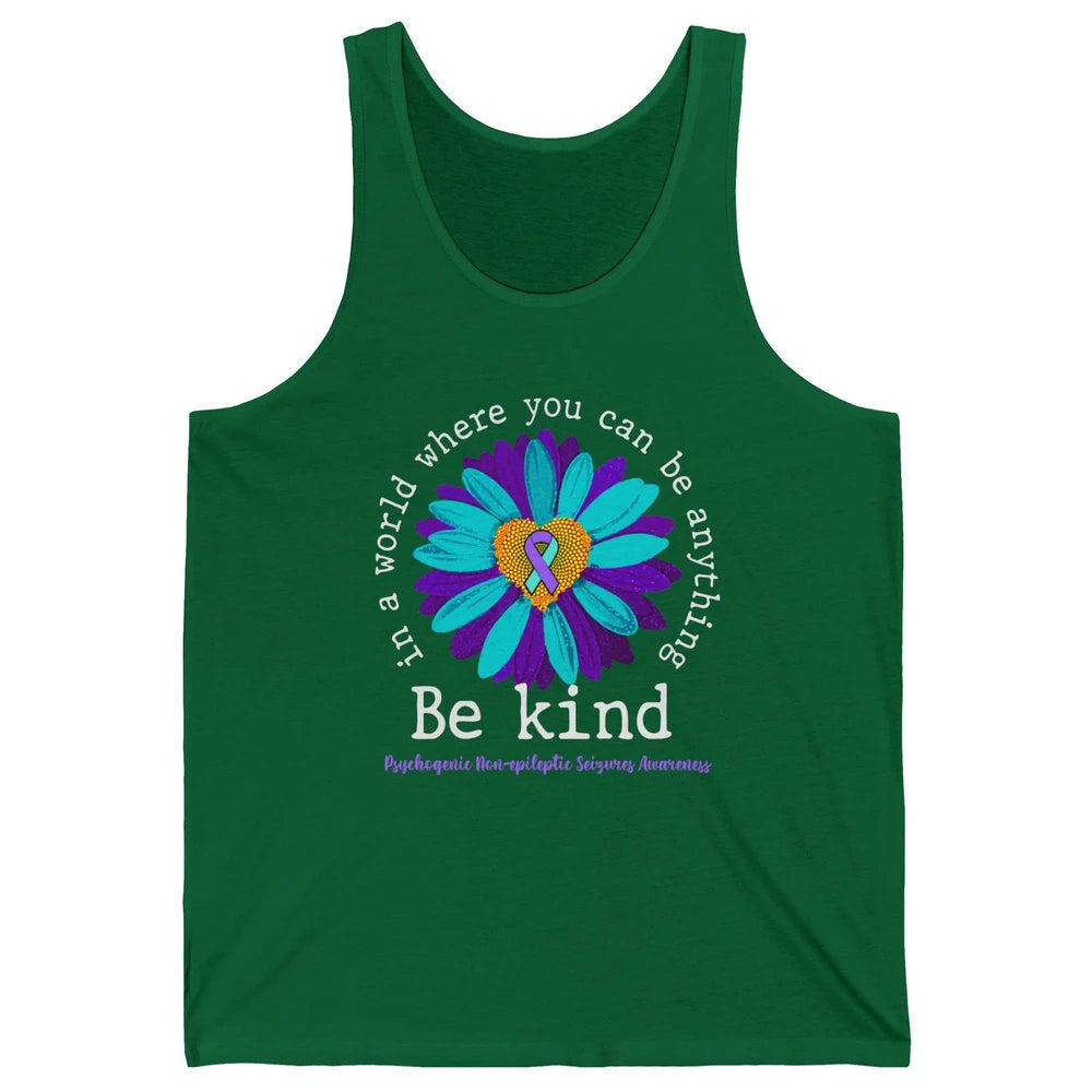 PNES Awareness Purple Teal Ribbon Sunflower Be Kind Unisex Jersey Tank