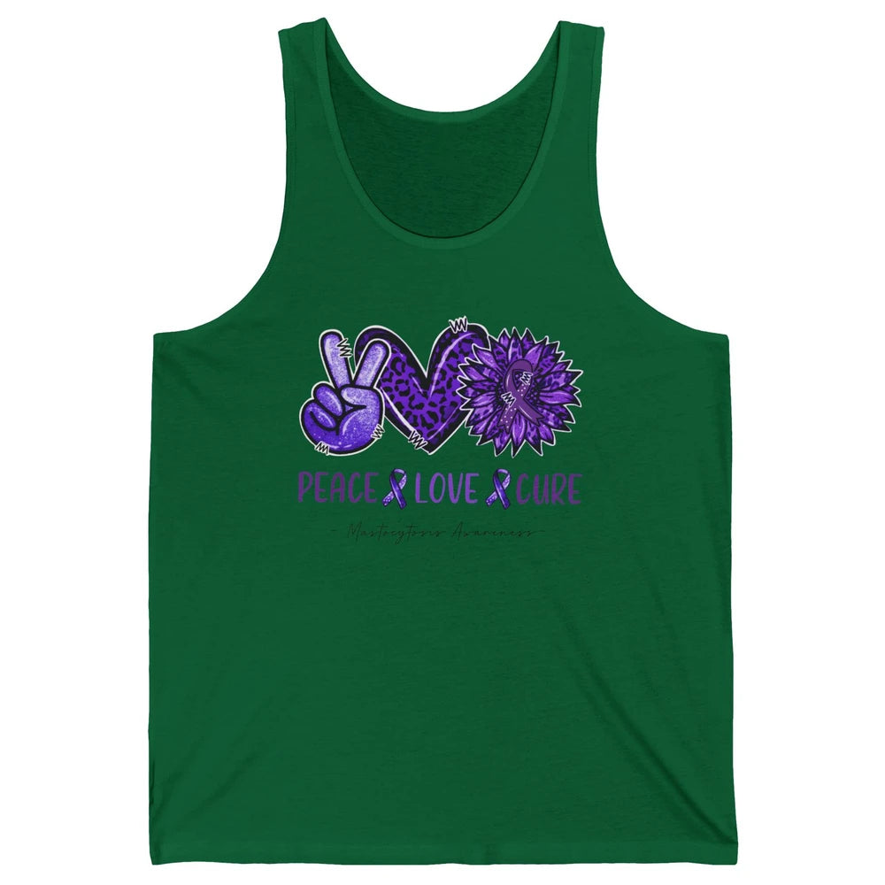 Mastocytosis Awareness Purple Ribbon Peace Love Fight Unisex Jersey Tank