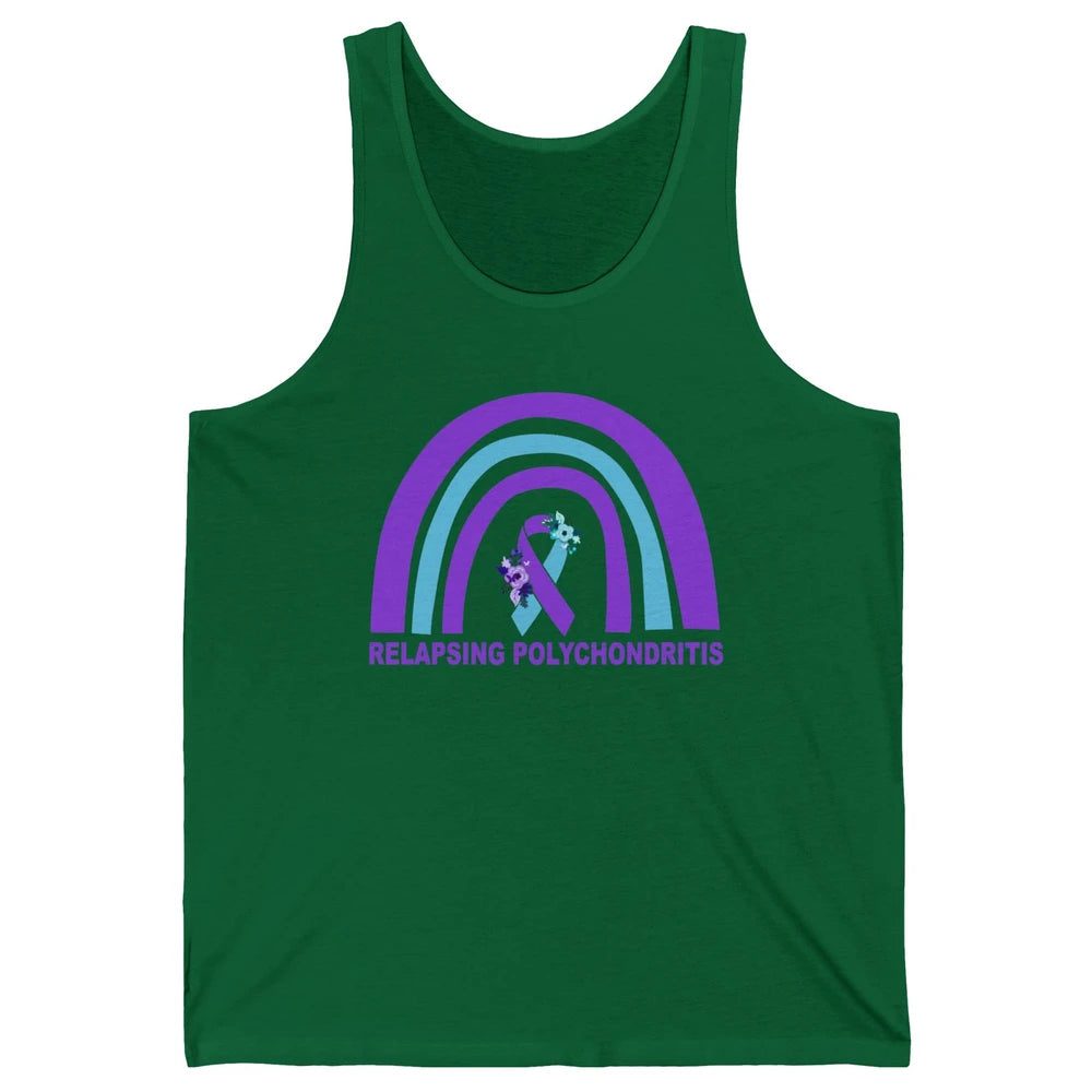 Relapsing Polychondritis Awareness Floral Blue Purple Ribbon Unisex Jersey Tank