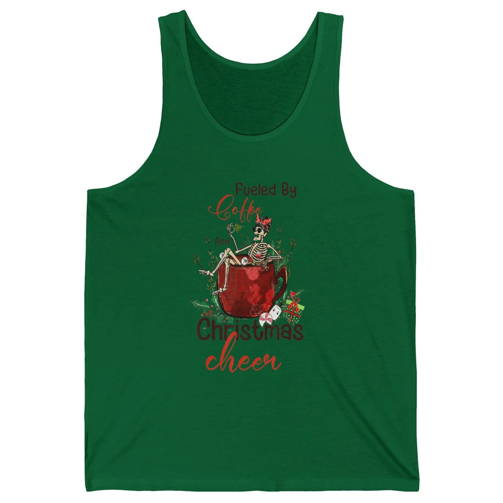 Merry Christmas Skeleton Drink Fueled By Coffee Xmas Latte Unisex Jersey Tank