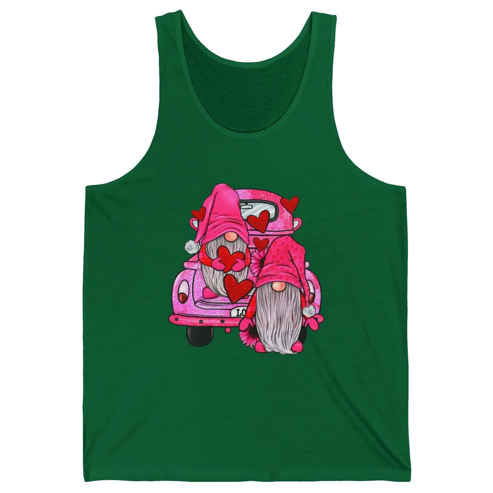 Pink Gnomes Truck Valentines Loads Of Love Western Valentine Unisex Jersey Tank
