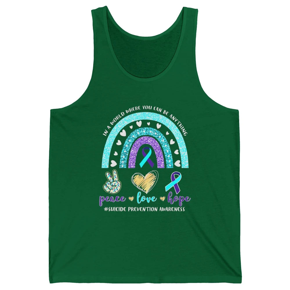 Peace Hope Love Rainbow Suicide Prevention Awareness Month Unisex Jersey Tank
