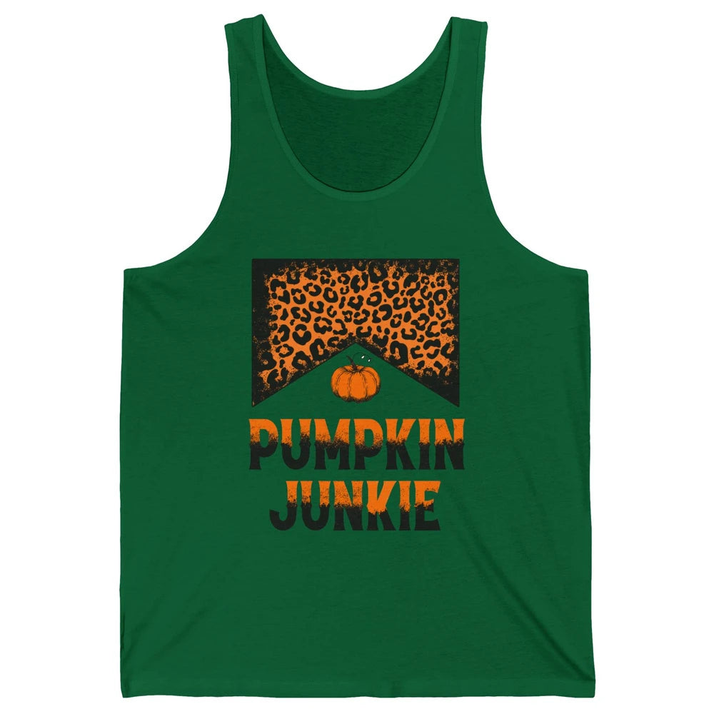 Retro Pumpkin Junkie Leopard Thanksgiving Western Country Unisex Jersey Tank