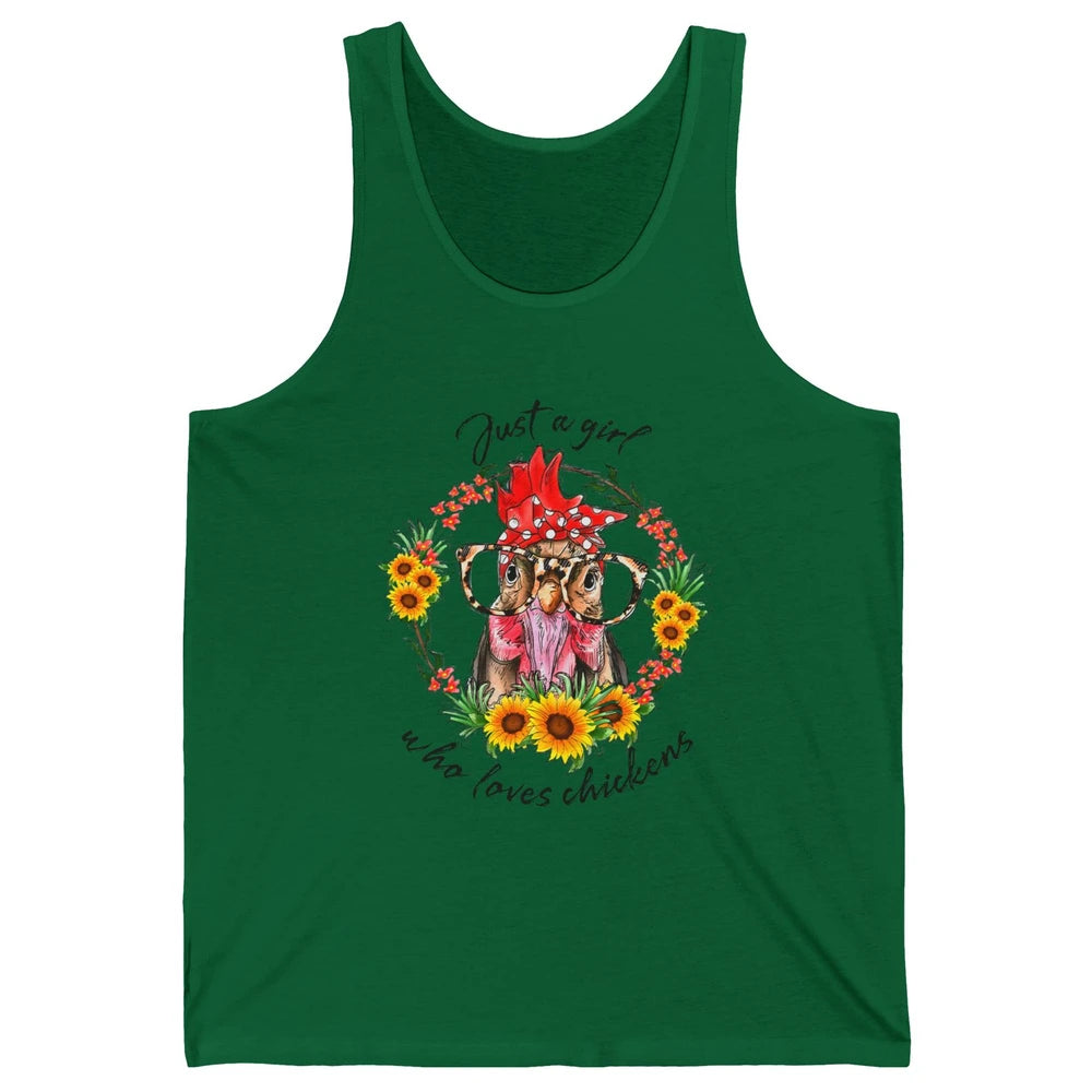 Retro Just Girl Loves Chickens Flower Chicken Farm Animal Unisex Jersey Tank