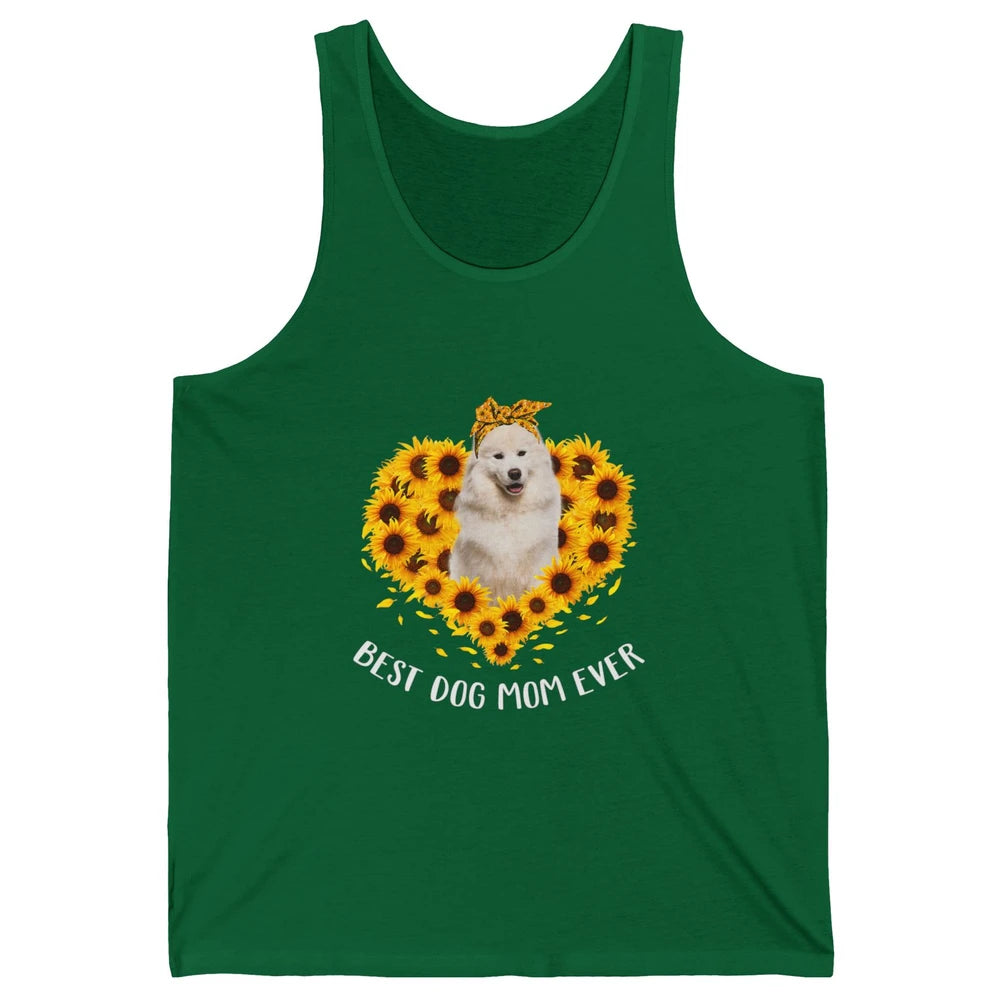 Retro Best Samoyed Dog Mom Ever Mother Puppy Sunflower Heart Unisex Jersey Tank