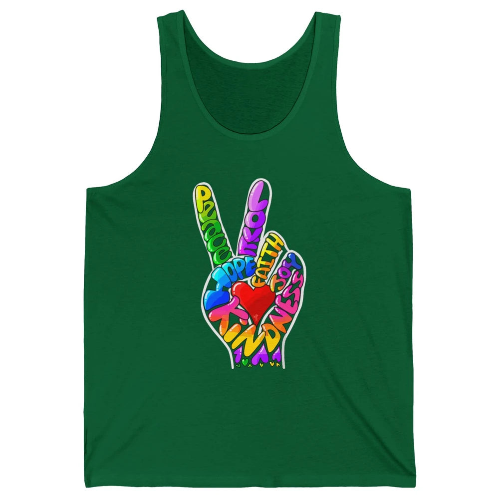 Peace Love Hope Joy Faith Kindness Word Christian Religious Unisex Jersey Tank