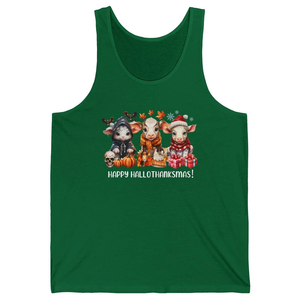 Retro Farm Baby Cow Happy Hallo-thank-mas Thanksgiving Xmas Unisex Jersey Tank