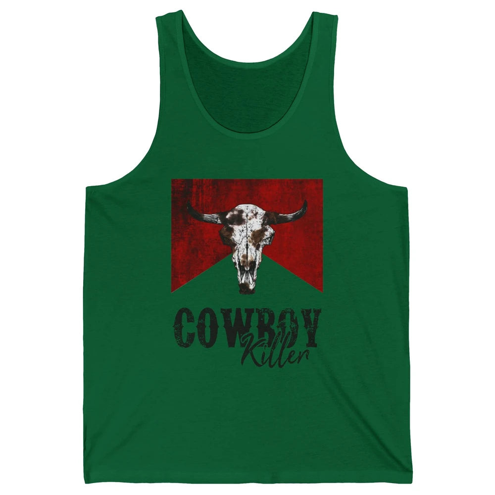 Retro Cow Skull Cowboy Killer Western Country Cowgirl Gift Unisex Jersey Tank