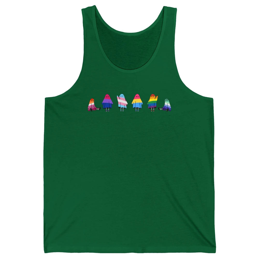 Cute Gay Baby Ghosts Spooky LGBTQ Lesbian Gay Pride Month Unisex Jersey Tank