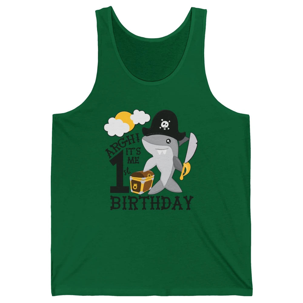 Pirate Shark 1st Birthday Party 1st Birthday Boy Girl Gift Unisex Jersey Tank