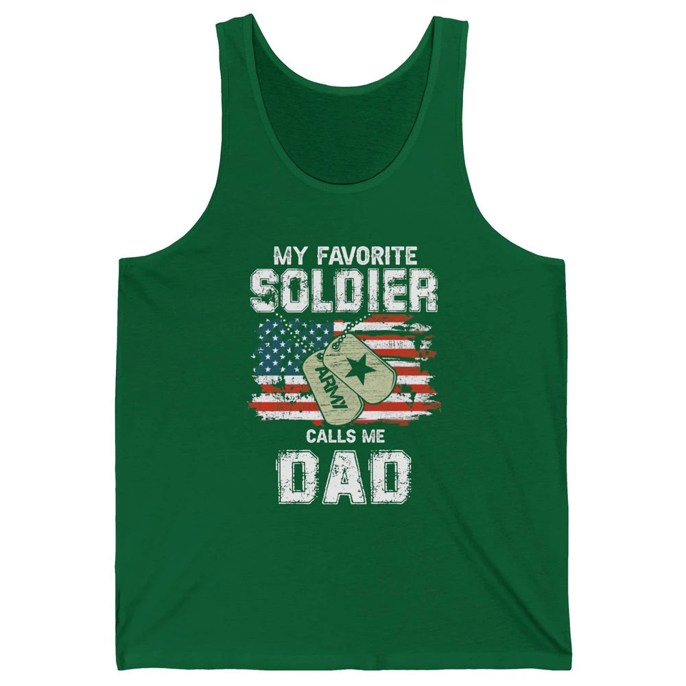 My Favorite Soldier Calls Me Dad US Army Military US Flag Unisex Jersey Tank