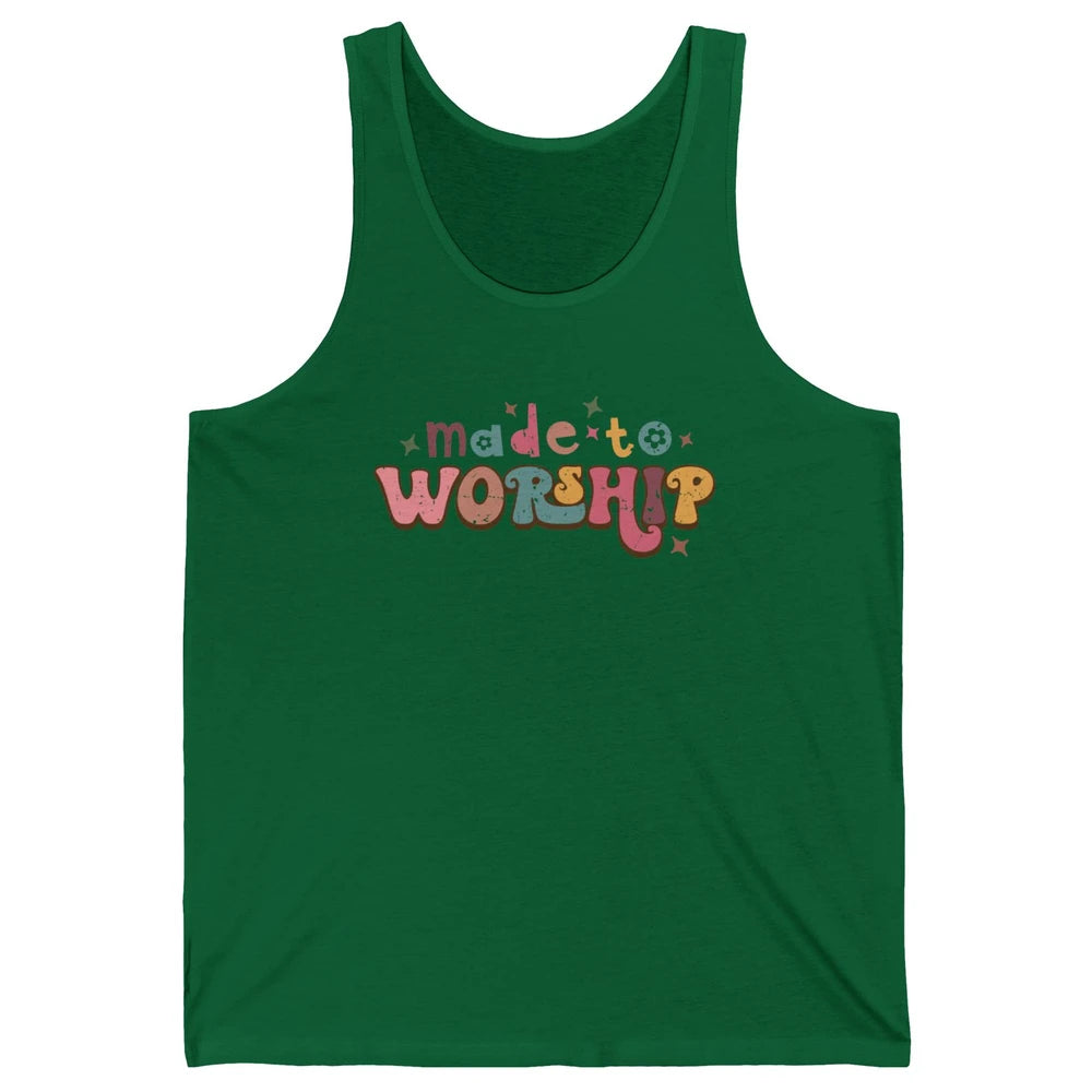 Retro Made To Worship Bible Verse Christian Religious Gift Unisex Jersey Tank