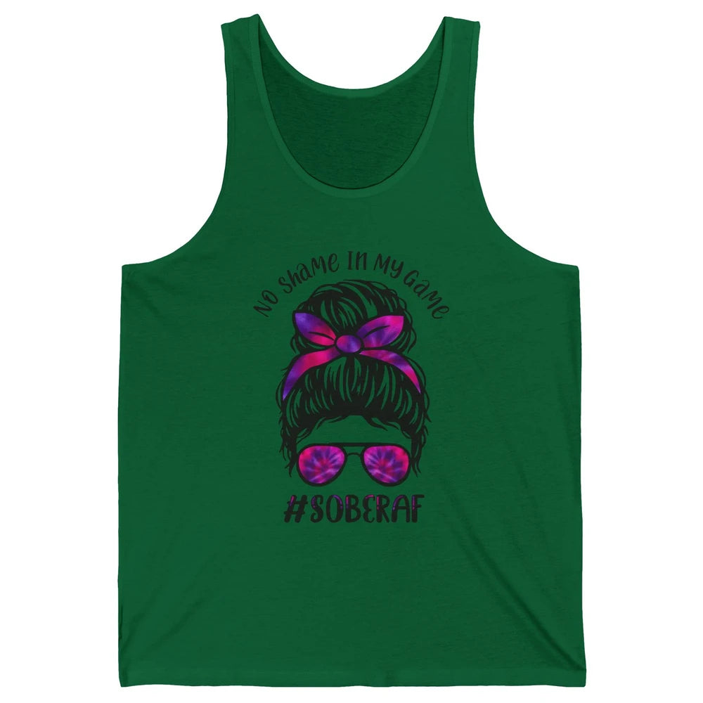 No Shame In My Game Sober AF Colorful Messy Hair Bun Support Unisex Jersey Tank