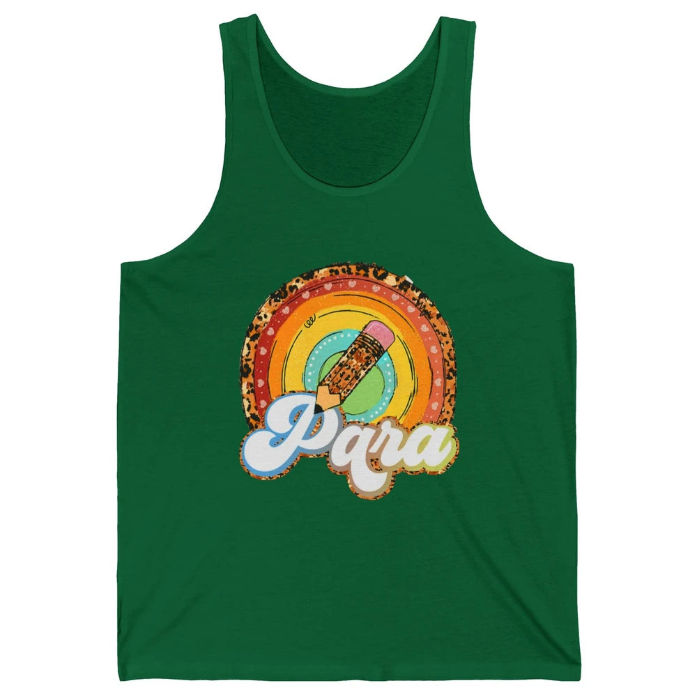 Retro Leopard Rainbow Paraprofessional Teacher Para Squad Unisex Jersey Tank