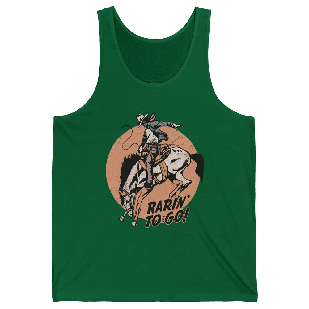 Retro Cowboy Rarin' To Go Western Country Cowgirl Horses Unisex Jersey Tank