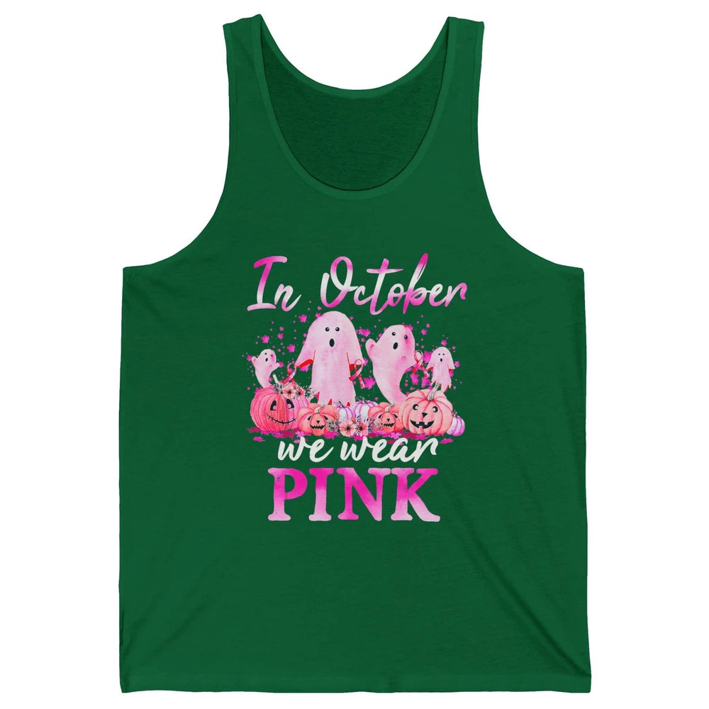 October Wear Ghost Boo Pink Ribbon Breast Cancer Awareness Unisex Jersey Tank
