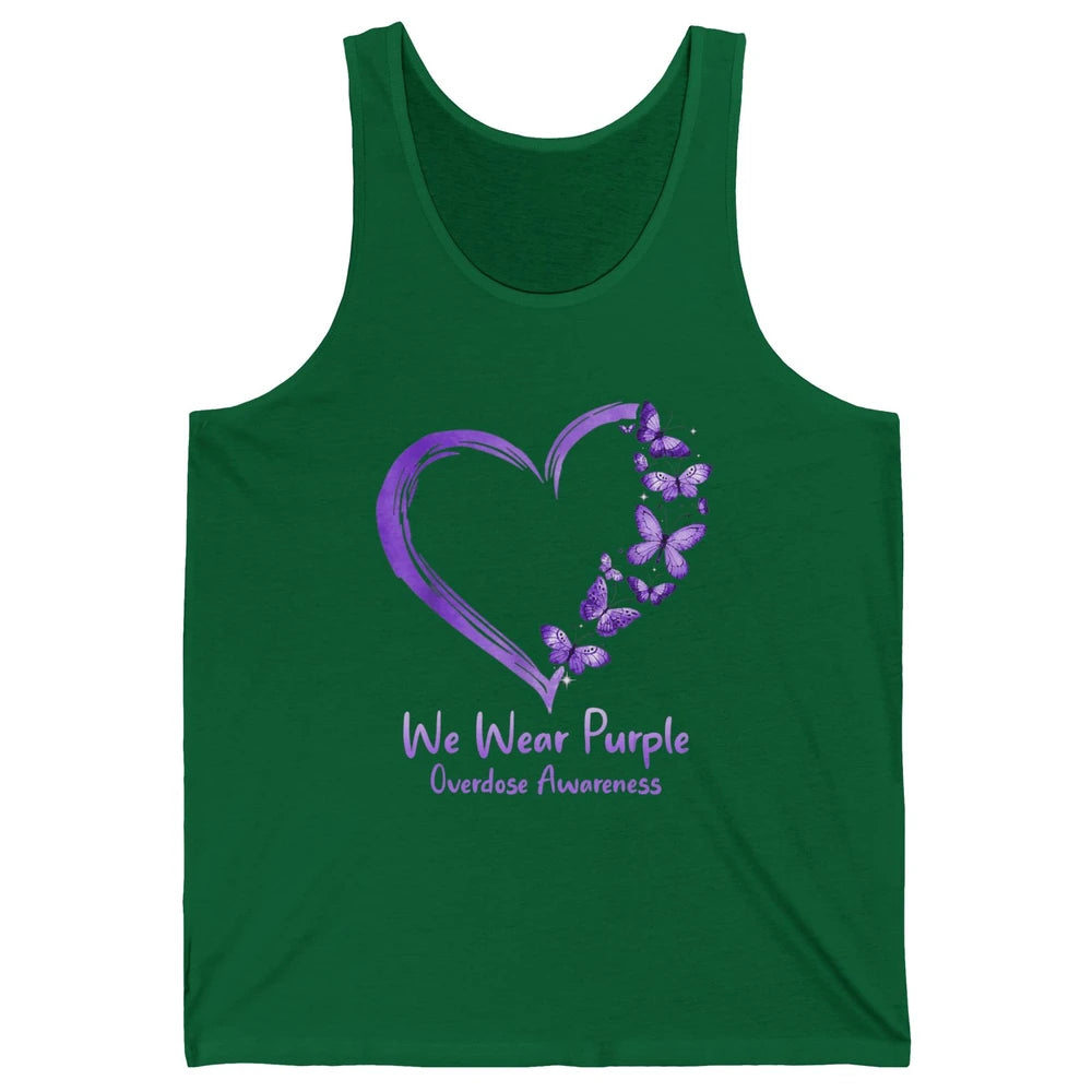 Overdose Awareness Month Love Purple Butterfly Heart Warrior Unisex Jersey Tank