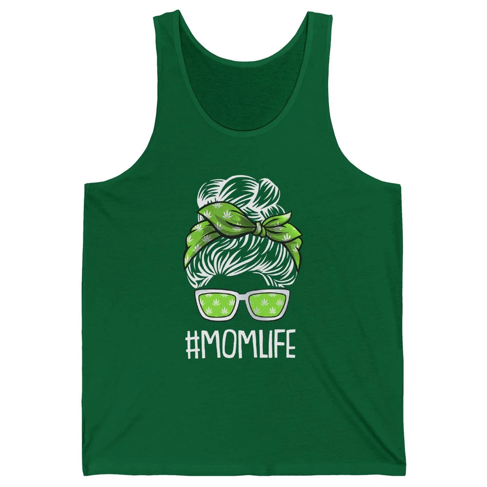 Mom Life Women Cannabis Weed Mom Lady Bun Unisex Jersey Tank