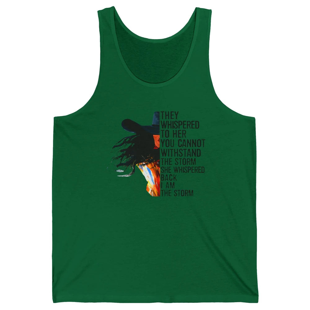 Retro Cowgirl She Whispered Back I Am The Storm Western Unisex Jersey Tank