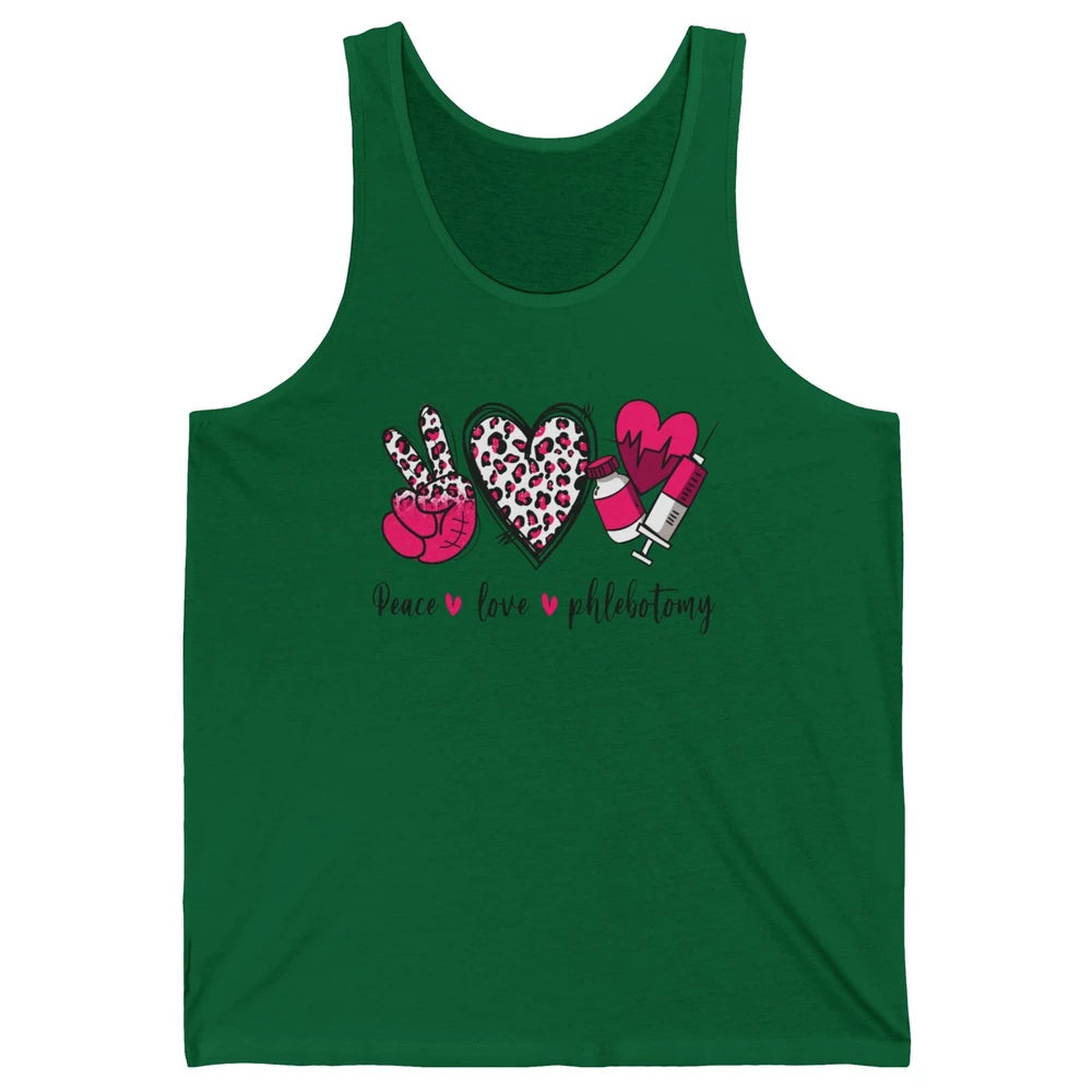 Phlebotomist Life Peace Love Phlebotomy Leopard Western Phle Unisex Jersey Tank