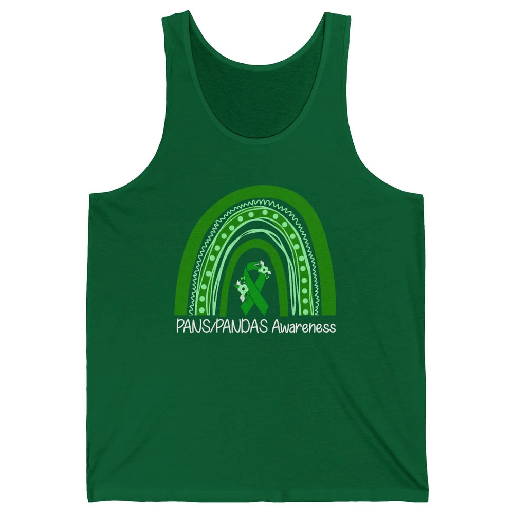 PANS/PANDAS Awareness Floral Green Ribbon Rainbow Pans Unisex Jersey Tank