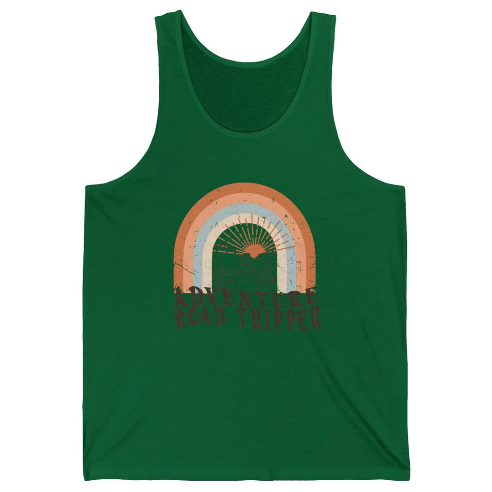 Retro Desert Sunrise Rainbow Adventure Road Tripper Western Unisex Jersey Tank