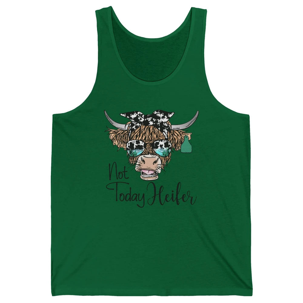 Highland Cow Bandana Cowhide Not Today Heifer Western Animal Unisex Jersey Tank