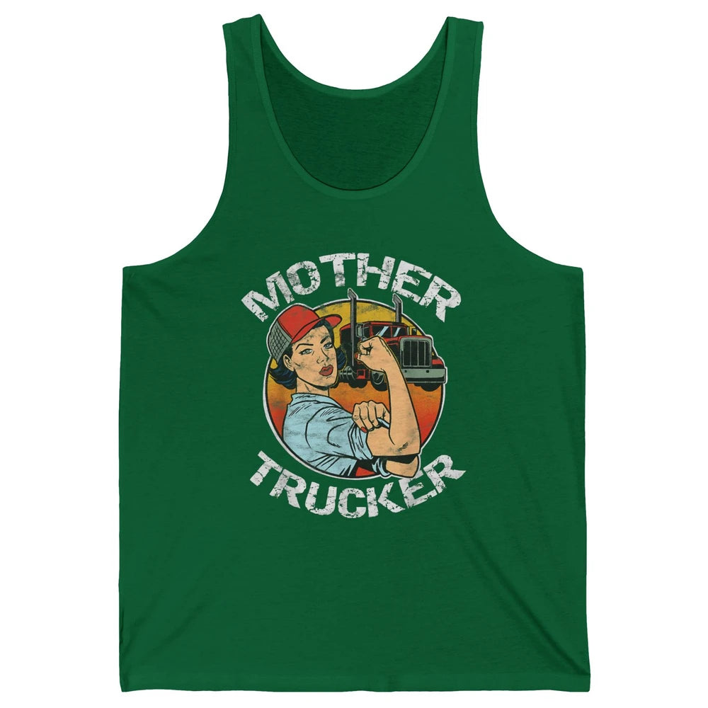 Retro Mother Trucker Truck Driver Mom Life Mothers Day Women Unisex Jersey Tank