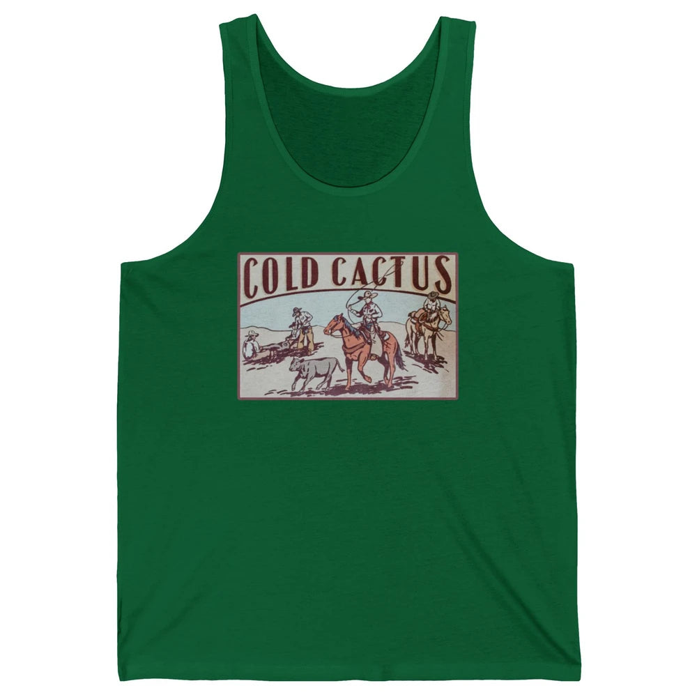 Retro Cowboy Horseback Rider Cold Cactus Western Country Unisex Jersey Tank