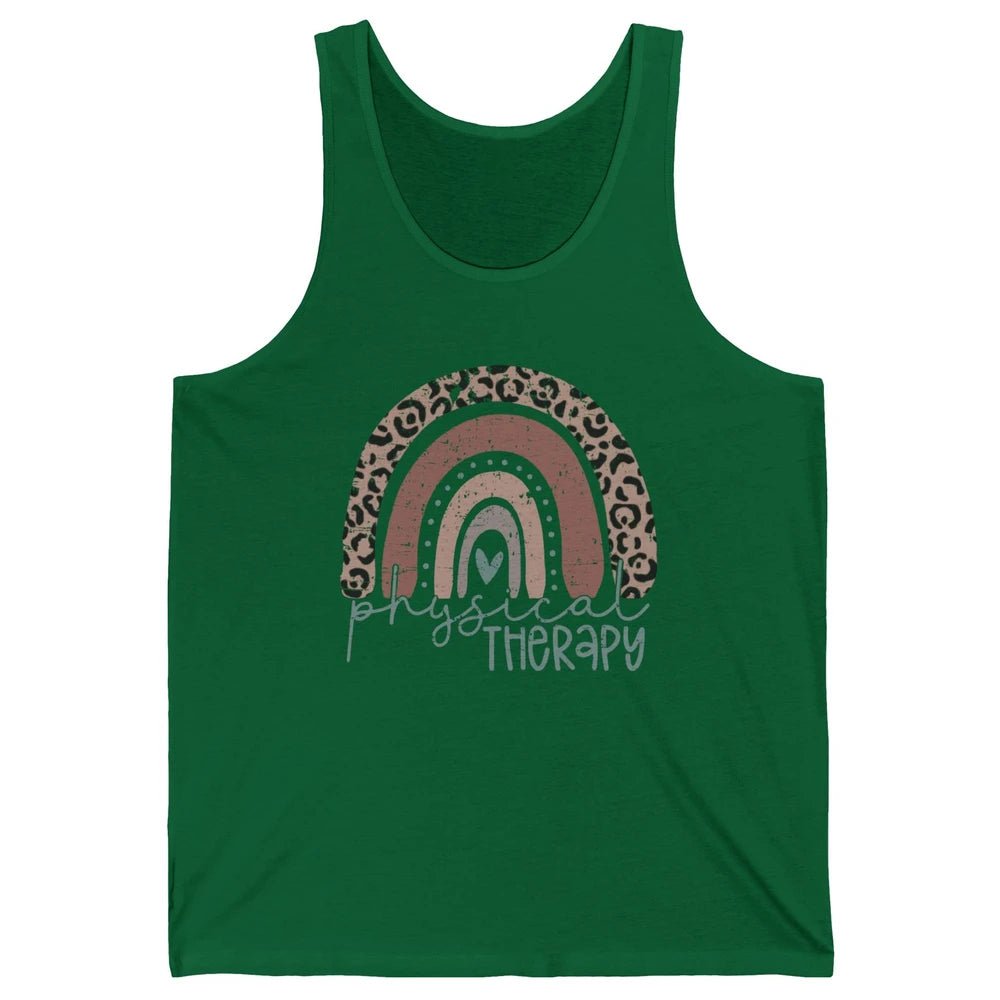 Retro Physical Therapy Rainbow Physical Therapist PT Leopard Unisex Jersey Tank
