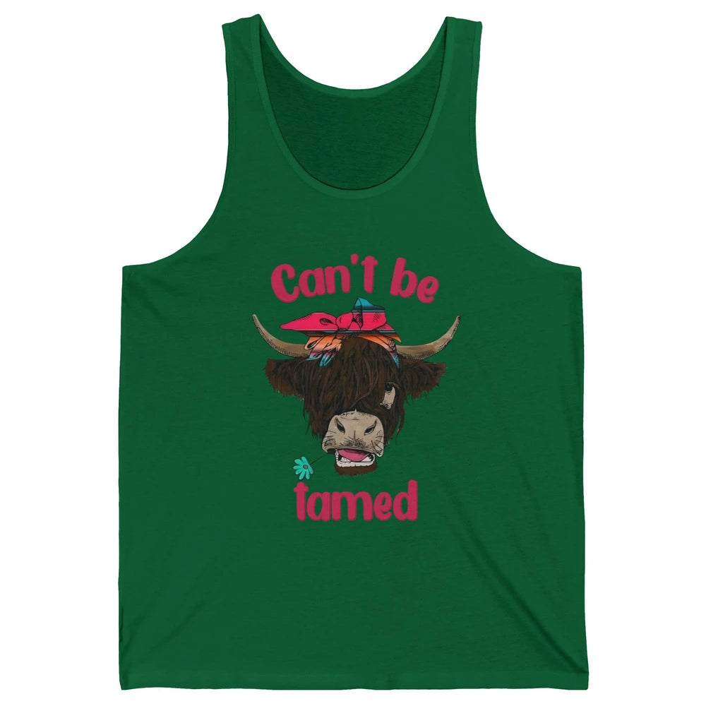 Retro Highland Cow Bandana Can't Be Tamed Western Farm Unisex Jersey Tank