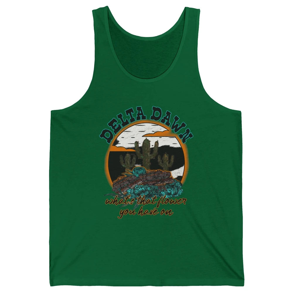 Retro Desert Night Delta Dawn What's That Flower Western Unisex Jersey Tank