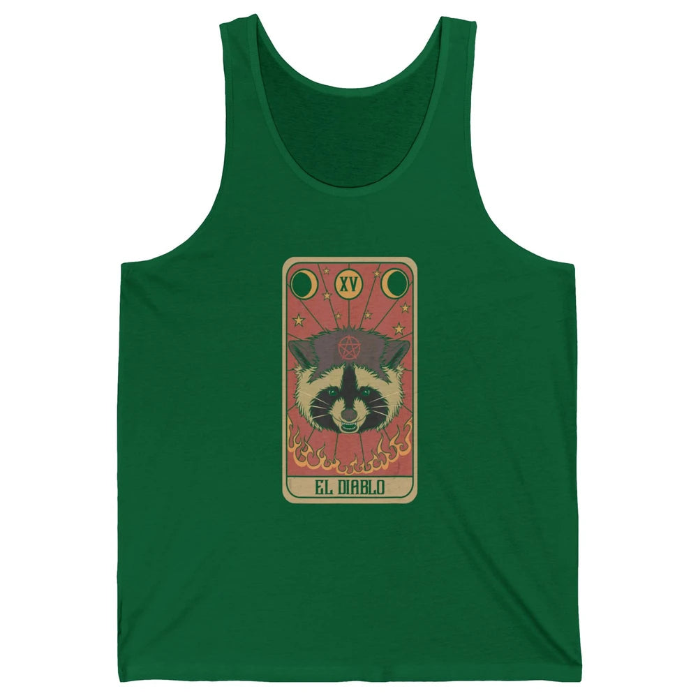 Raccoon Tarot Card Satanic Trash Panda Crescent Halloween Unisex Jersey Tank