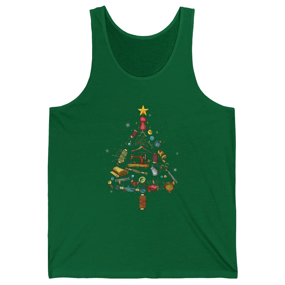 Merry Christmas Sewing Yarn Quilting Xmas Tree Sew Machine Unisex Jersey Tank