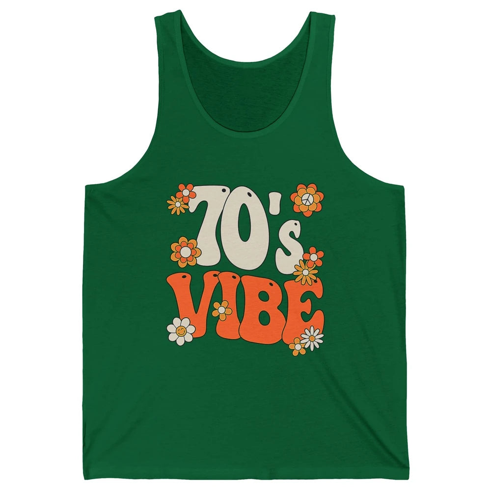 Retro 70s Vibe Groovy Smile Daisy Hippie Positive 1970 Party Unisex Jersey Tank
