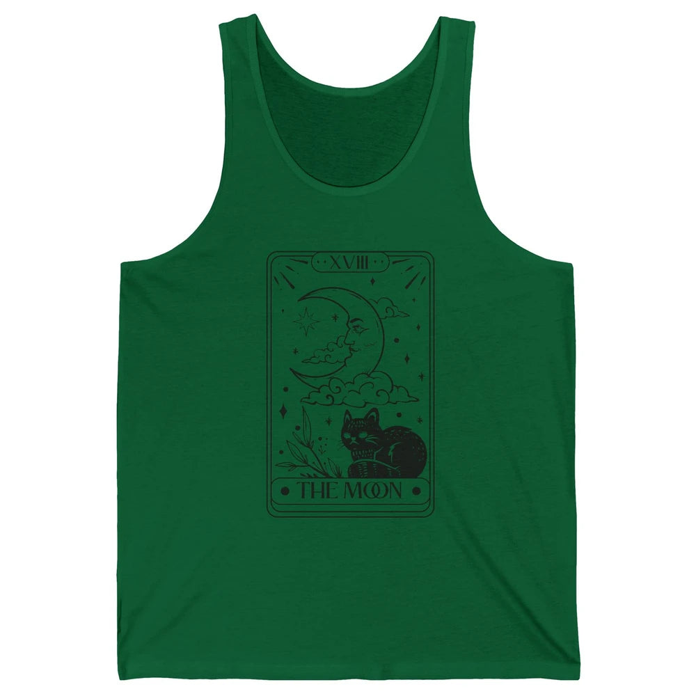 Retro Halloween Cat Witch The Moon Tarot Card Witchcraft Unisex Jersey Tank