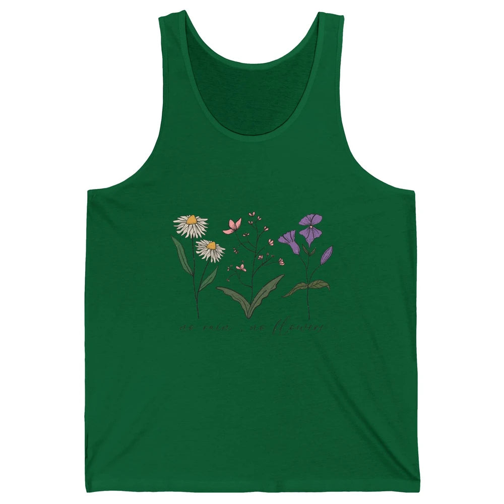No Rain No Flowers Minimalist Wildflower Positive Mind Plant Unisex Jersey Tank
