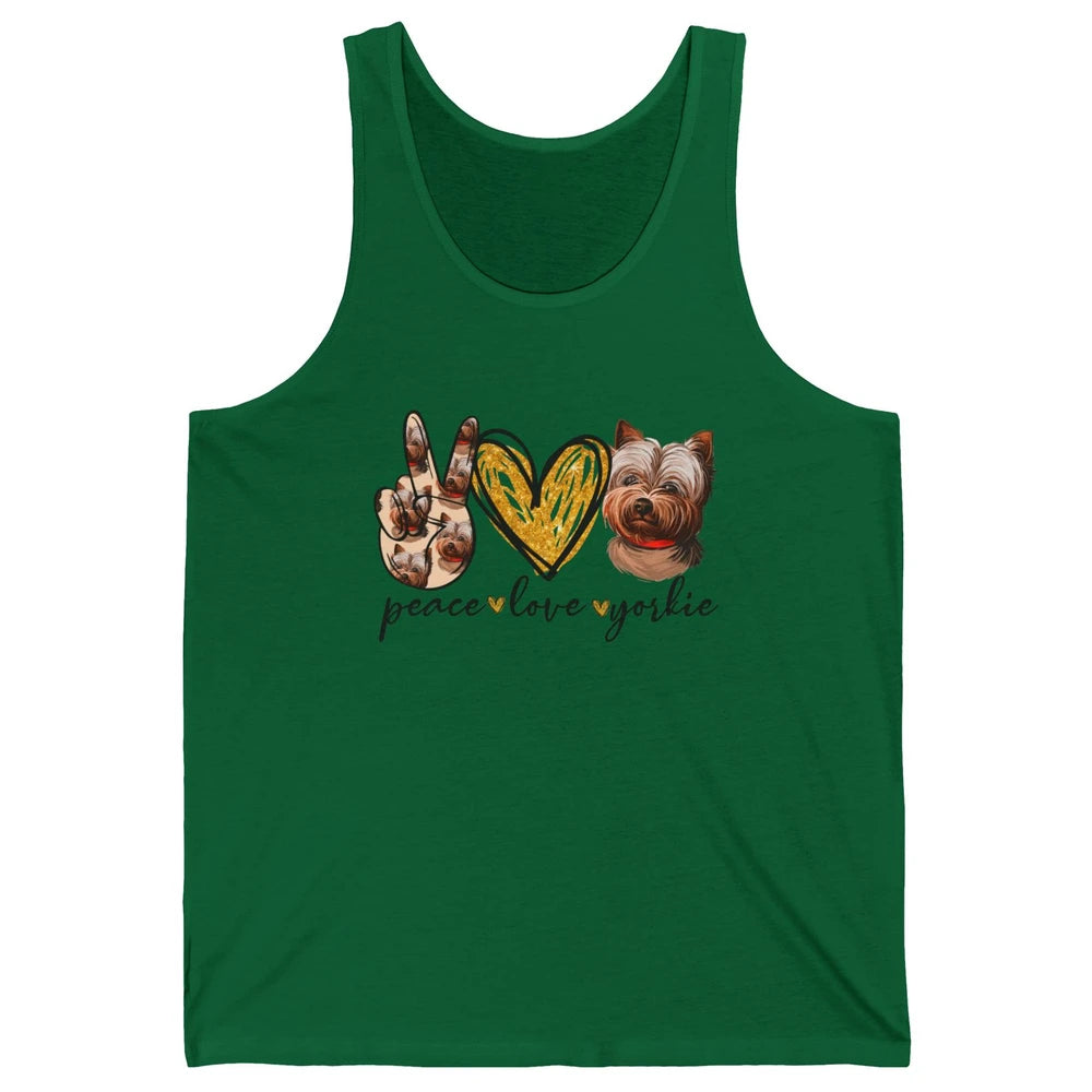 Peace Love Yorkie Dog Lovers Yorkshire Terrier Dad Mom Gift Unisex Jersey Tank