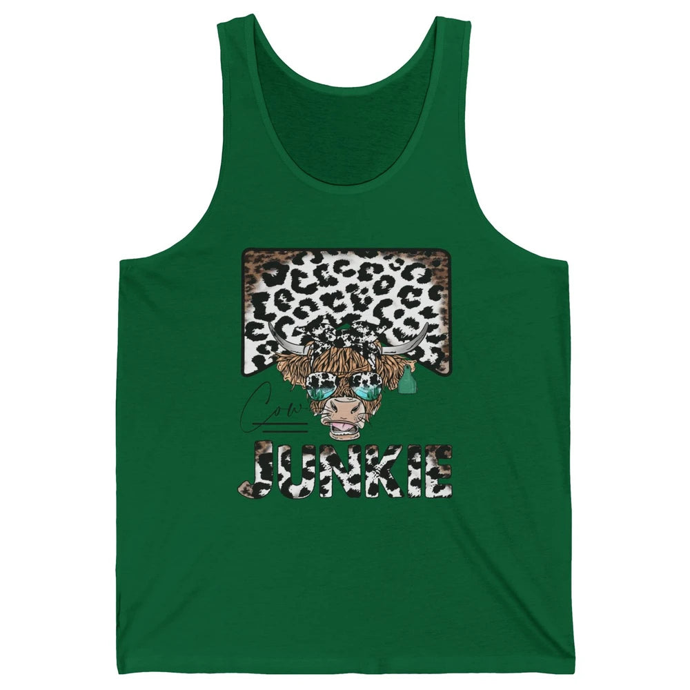 Leopard Highland Cow Bandana Cow Junkie Western Country Unisex Jersey Tank