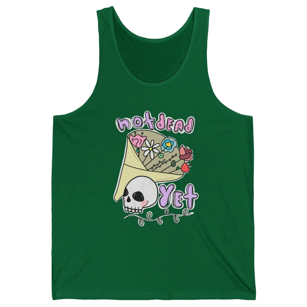 Not Dead Yet Funny Skull Flower Cancer Warrior Fighter Boho Unisex Jersey Tank